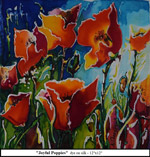 Joyful Poppies, Dye on Silk